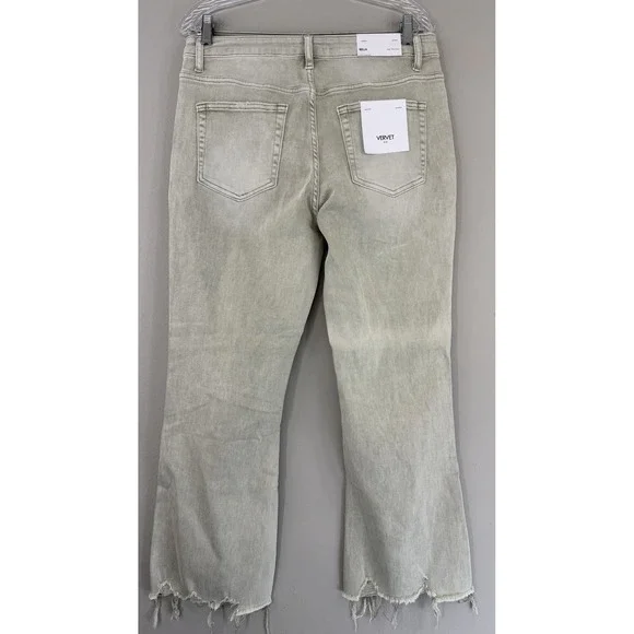 Vervet Bella High Rise Cropped Flare Jeans Women's 31/13 Moss Green NWT - Picture 2 of 11